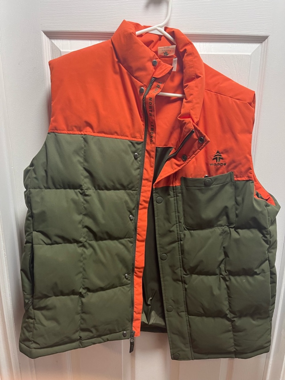 Woodsmen Two-Tone Puffer Vest in Olive & Orange